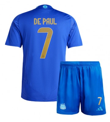 Argentina Rodrigo De Paul #7 Udebanesæt Børn Copa America 2024 Kort ærmer (+ korte bukser)